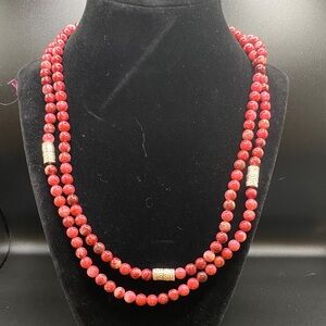 Jay King Rhodonite 40 Inch Convertible Necklace Sterling Silver-DR(127)